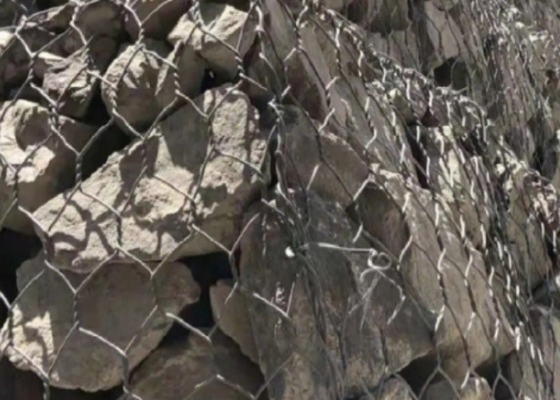 Hộp Gabion hình lục giác tráng Pvc màu xám Đường kính dây 2,8mm