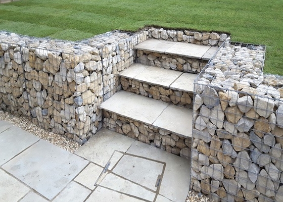 Hộp Gabion hàn 3 mm mạ kẽm màu xanh lá cây để trang trí tường Lanscaping