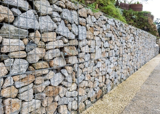 Tường chắn hình chữ nhật Gabion Giỏ dây thép mạ kẽm Pvc tráng