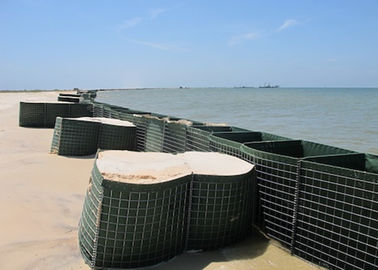 Quảng trường lỗ quân sự phòng thủ rào cản Gabion lưới hộp với xanh Geotextile